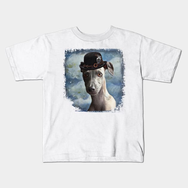 Steampunk Greyhound Puppy Kids T-Shirt by PhotoArts